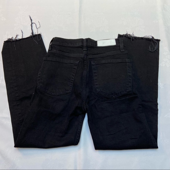 Re/Done Originals high-rise stovepipe jet black raw hem denim jeans size 24 - Picture 11 of 15
